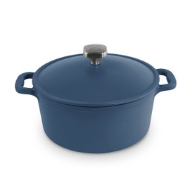 DASH Zakarian by DASH 4.5 Qt Nonstick Cast Iron Dutch Oven, Titanium Ceramic Nonstick Pot with Lid and Handles, Blue