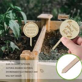 Plant Labels All Things Grow with Love Tags Thank You for Helping Me Grow Plant Markers,Round Plant Stakes Labels Wooden Succulent Tag for Seed Flowers Garden Potted Plants,30 Pack