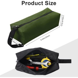 2Pcs Multipurpose Zipper Canvas Tool Bag Set for Screwdriver & Tool Storage, Ideal for Electricians, DIY Enthusiasts, Small Tool Organizer, Oxford Material, Black & Green