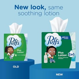 Puffs Plus Loción de pañuelos faciales, 10 cubos, 56 pañuelos por caja