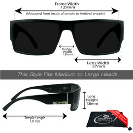 Locs Super Dark Sunglasses Mens Black Wrap Around Lowrider Gangster Cholo Vintage Flat Top