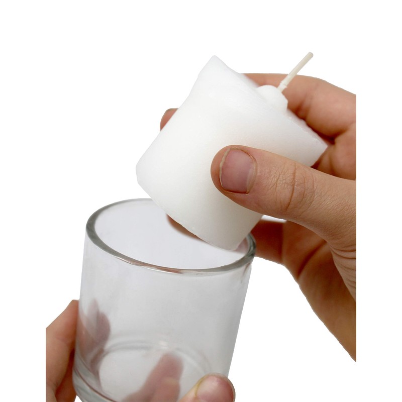 White Votive Candles in Clear Glass Jar 24 Hour Long