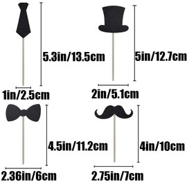 HOKPA Decoración para cupcakes, mini pajarita negra con bigote y sombrero para cuello, ceremonia de cumpleaños, decoración de cumpleaños, decoración para el hogar, baby shower, temática de fiesta, alimentos, frutas y pasteles para decoración (24 unidades