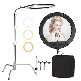 GSKAIWEN 25inch 75W 3000K-6600K Dimmable Bi-Color LED Large Ring Light with Stainless Steel Heavy Duty Photography Light Stand, Soft Tube for Makeup, Selfie, YouTube, Eyebrow, Tattoo, Beauty, Eyelash