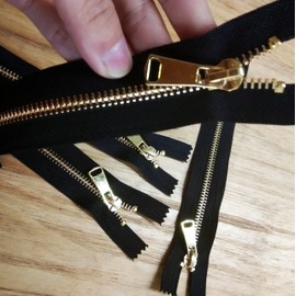 Leekayer 6pcs #5 Metal Zippers 6 inch Gold Teeth Black Zipper 15 cm Close End Zipper for Sewing Bag Pocket Coats Crafts Jacket Zipper Heavy Duty