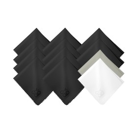 Microfiber Cleaning Cloth 12-Pack Individually Packed (6"x 7") Glasses Cleaning Cloths for Eyeglasses Phone Computer Screen Laptop Camera Lenses (10 White, 1 Grey, 1 White)