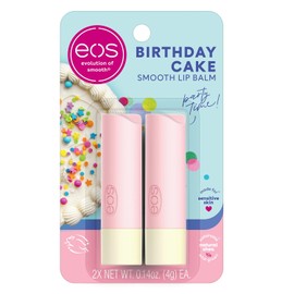 eos Bálsamo labial de karité natural, pastel de cumpleaños, bálsamo labial eos para la humedad durante todo el día, cuidado de los labios, manteca de karité, hidratante, cuidado de labios secos, 0.14