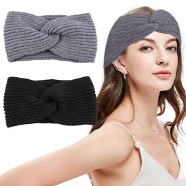 2 x women's winter headbands, women's headband for ski and outdoor sports, warm, winter headband, ideal for running, yoga, walking, women's headband winter indispensable winter accessory