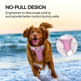 pangdi No Pull Dog Harness for Medium Sized Dog, Easy Walk with Handle, Reflective Adjustable Puppy Harness, Soft Padded Arnes Perro, No Choke Pet Harness for Walking and Training, Pink, S