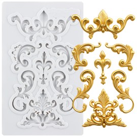 TAOXIBEI Baroque Polymer Clay Mold Baroque Scroll Relief Silicone Molds Filigree Sculpted Mold for DIY Crafts Air Dry Plaster Polymer Clay Epoxy Resin Casting Jewelry Making