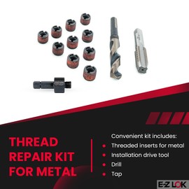 E-Z LOK EZ-650-10 Threaded Inserts for Metal; M10-1.5 Installation Kit, Steel, Black Oxide