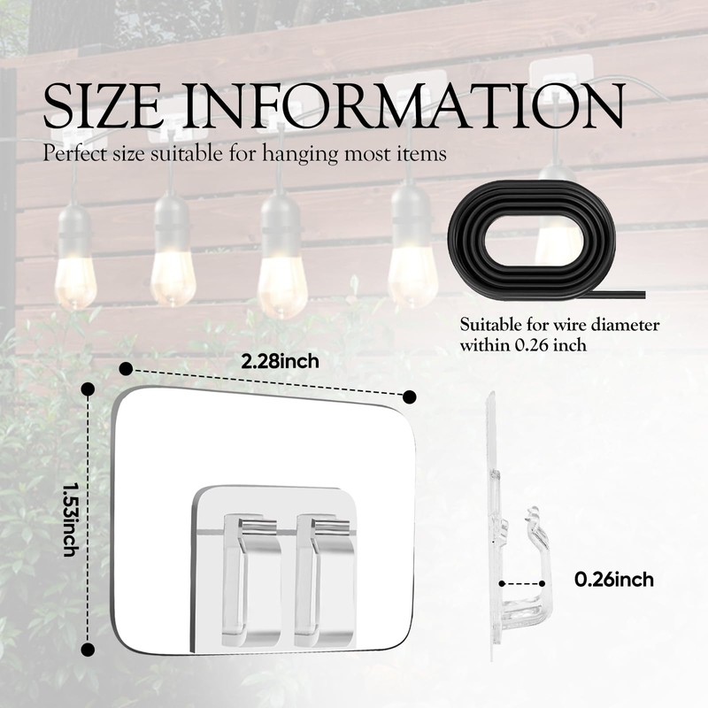 Hooks for Outdoor String Lights Clips: Heavy Duty Cable Clips