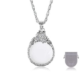2.5X Magnifier Pendant Retro Magnifying Glass Necklace for Women Monocle for Eye Portable Pocket Magnifier Jewerly Long Chain Magnifying Monocle Lens for Reading Books Magazine Newspaper
