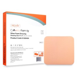 MedVance Silver Foam Ag Sterile Highly Absorbent Antibacterial Dressing with PU Backing, 4"x 4", 5 dressings/Box, 5 Count (Pack of 1)