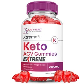 Justified Laboratories Xtreme Fit Keto ACV Gummies Extreme 2000MG XtremeFit Keto Gummies Apple Cider Vinegar Formulated with Pomegranate Beet Juice Powder B12 Vegan Non GMO 60 Gummys