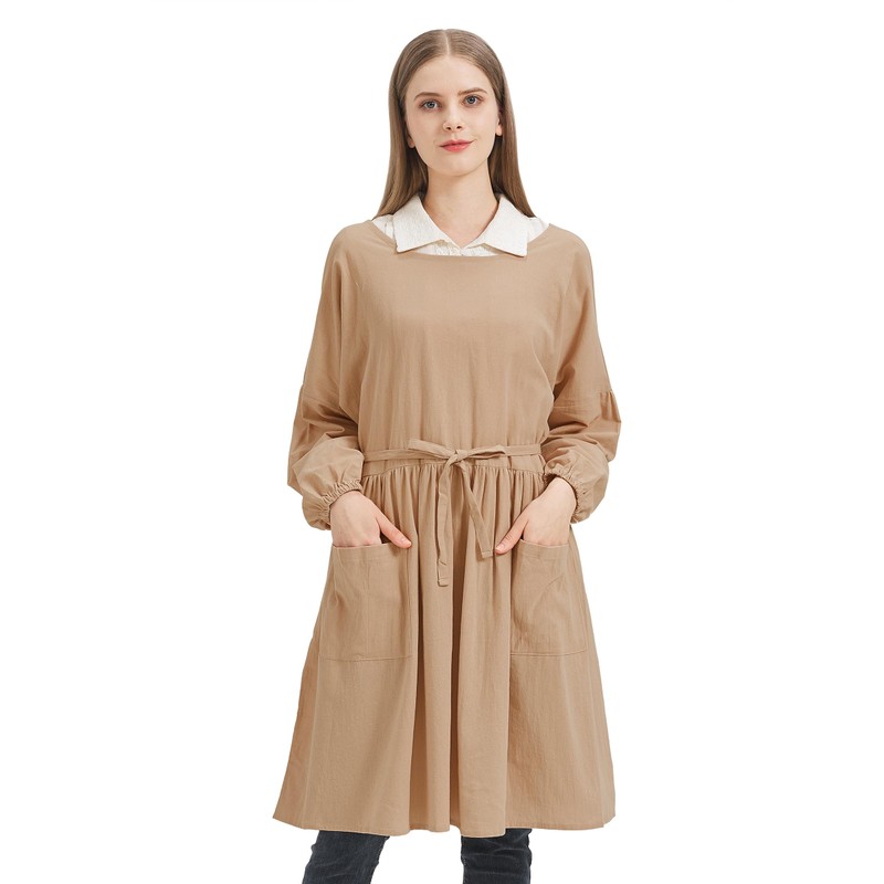 Nanxson Cotton linen apron women long sleeve apron cooking apron