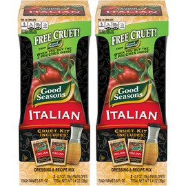 Good Seasons Salad Dressing & Recipe Kit, Cruet with 2 Count Italian Dressing Mix (2 Cruets, 4 Mixes)