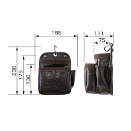 Tajima SFKBG-2S2H Removable Waist Bag, Twin Hooks, Croco, 2 Tiers, High Strength, Flexible, Durable Synthetic Leather, Easy to Put on and Take Off, Easy to Attach to a Belt, Easy to Reassemble Waist