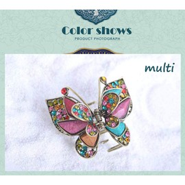 Women Lady Elegant Butterfly Hairpin Fancy Rhinestones Claw Clip Jaw Clips Vintage Chic Crystal Hair Catch Hair Accessories (Colorful)