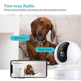 Armorcope Pet Camera, 2K HD Dog Camera with Phone APP, 360° Pan/Tilt View Puppy Cam, One Click Call for Baby Monitor, MagivPix Night Vision,Motion Tracking Alarm with Cloud/Local SD -2 Pack