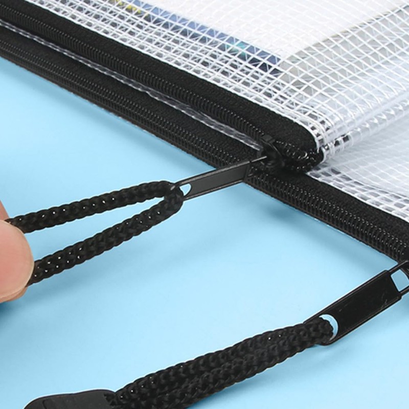 CuiCanfla 8 Pcs Zip File Bags, Transparent Mesh Zip Pen