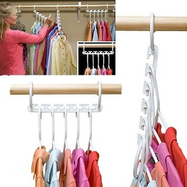 Set Of 8 Magic Expanding Wardrobe Hangers -Holds Up To 40 Garments, Triple Closet Space