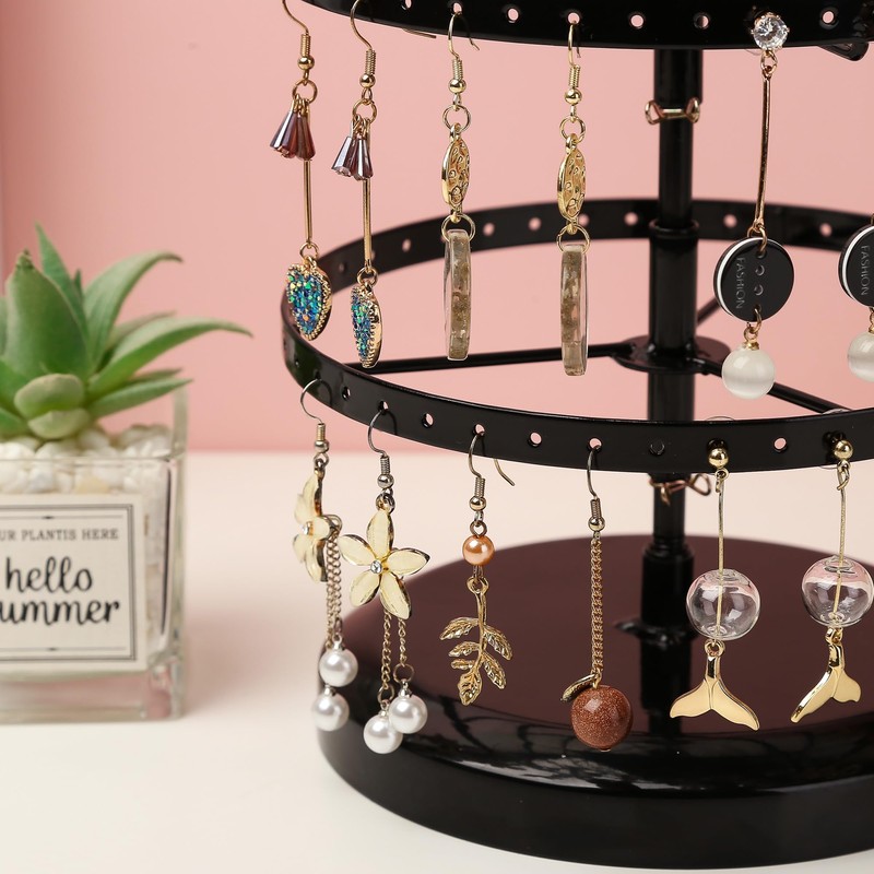SNBBGT 6 Tier Metal Rotating Earring Holder Organizer,Adjustable Hoop Storage