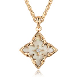 Jenosy Gold Clover Necklace for Women Dainty 14K Gold Plated CZ Pendant Necklace Adjustable Chain Choker Pendant Colorful Clover Pendant Lucky Charm Necklaces for Women Jewelry, Medium, Brass, No