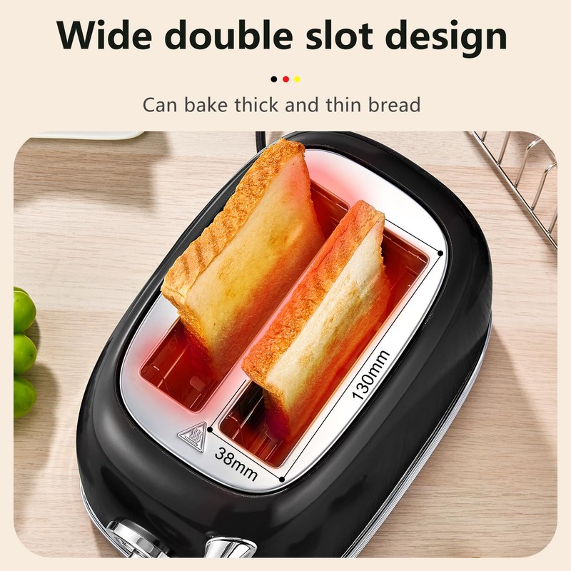 Wiltal Toaster 2 Slice, Retro Roaster, Bagel Toaster, With Stainless