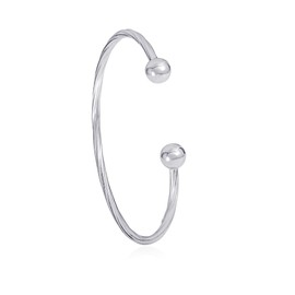 Diamond Treats Stylish Torque Bangle in 925 Sterling Silver, Solid Silver Bangles for Women and Teen Girls in a Twisted Wire Design, Stylish Sterling Silver Bangle Bracelet with Gift Box