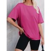 EVALESS Tops for Women Trendy Short Sleeve Round Neck Oversized