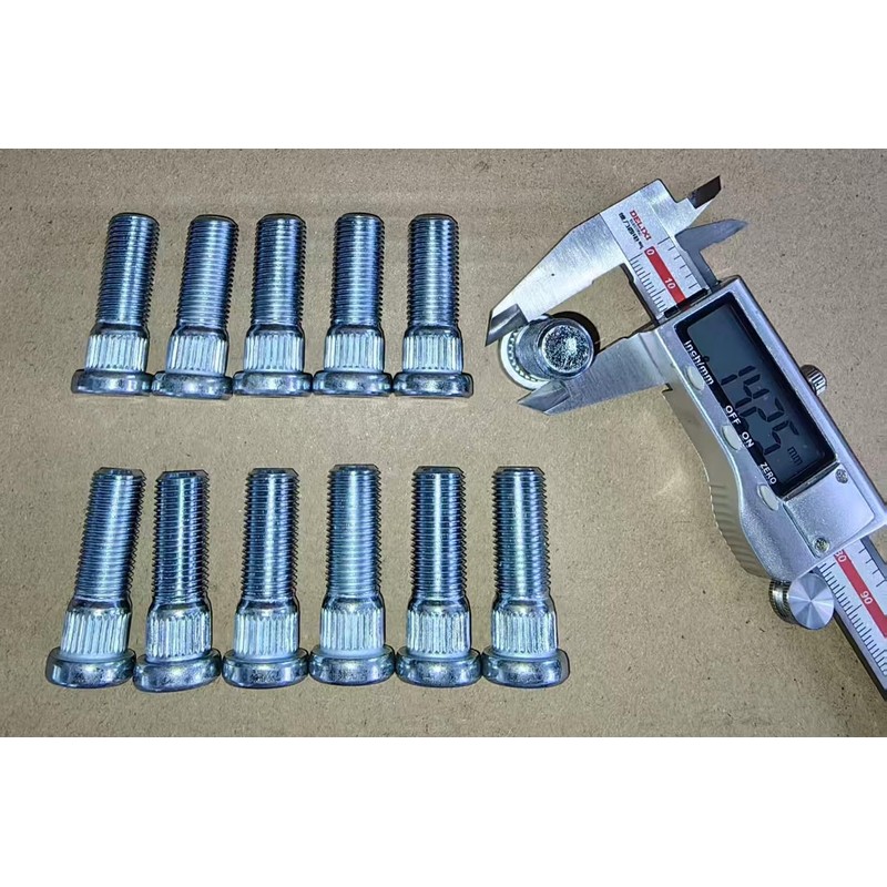 12pcs Grade 10.9 Serrated Wheel Stud 1/2-20 Thread, 0.56"(14.3mm) Knurl