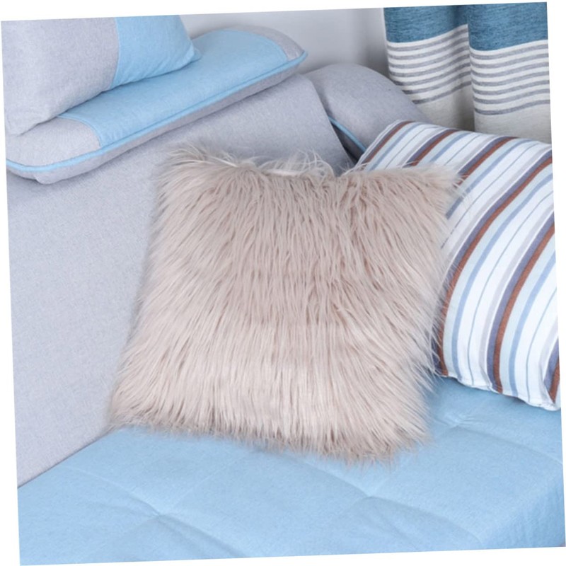 Mobestech 45x45cm Sheepskin Pillowcase Plush Pillow Cover for Winter Decorative