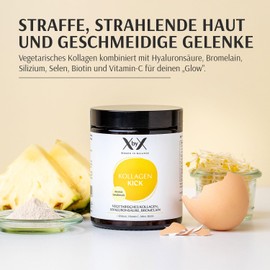 XbyX Set of 3 Collagen Kick 270 g | 135 Servings | Vegetarian Premium Collagen Powder from Eggshell Membrane for Skin, Hair, Bones, Muscles, Nails and Joints | Flavour: Pineapple