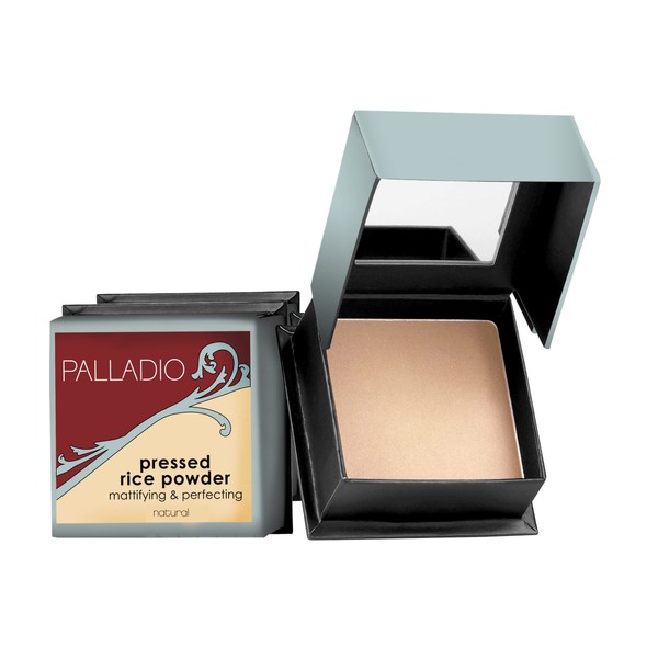Palladio, Pressed Rice Powder with Mirror Mattifying Makeup Setting that