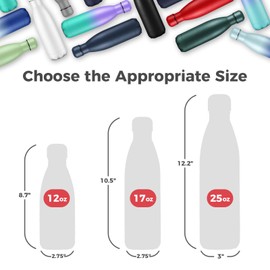 Volhoply 17oz Stainless Steel Water Bottles Bulk, Leakproof Insulated Metal Water Bottle for Sports, Travel, Adult, Available in Packs of 1, 4, 8, or 12（Red,8 Pack）