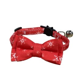 Festive Christmas Cat Collar with Bow Tie, Quick Release Safety Buckle & Bell (Red)
