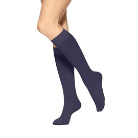 HUE Womens Soft Opaque Knee High (Pack Of 3) Dress-socks, Navy, 2 US