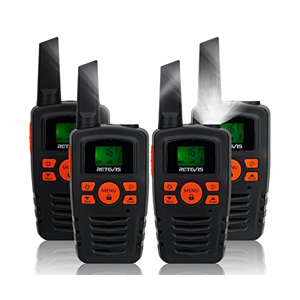Retevis RA635 Walkie Talkies 4 Pack,16 Channels,PMR446 License Free,Long Range,CTCSS/DCS,VOX Hands-free,LED Torch, Walkie-Talkie Gifts for Adults Kids Skiing Hiking Easter
