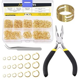 Mardatt - Kit de 1403 piezas para hacer joyas que incluye 6 tamaños de anillos abiertos, alicates de joyería, pinzas y abridor de anillos de salto, kit perfecto para hacer pulseras, collares, joyas, M1578