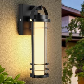 RIDALUX Outdoor Wall Lantern, Dimmable Wall Lights Fixture with 5 Color Temperatures, 15" Modern LED Sconce Waterproof Porch Lighting with Clear Glass for House Garage Doorway Patio, 1Pack