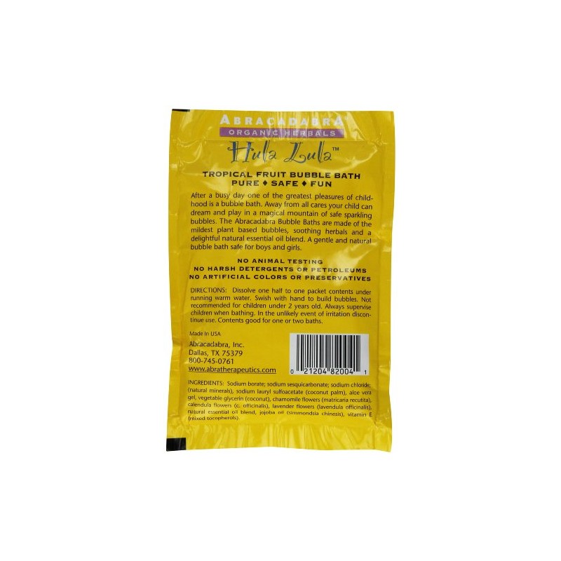 Abracadabra Organic Herbals Bubble Bath, Hula Lula Tropical Fruit, 2.5
