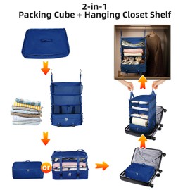 Bukere Hanging Packing Shelves for Luggage Suitcase, Portable Travel Cube Bag Organizer, Travel Essentials, Compression Closet Storage Organizer, X-Large Capacity