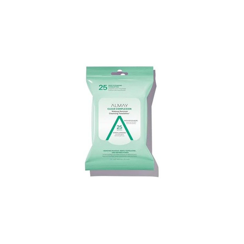 Almay Biodegradable Clear Complexion Removedoras de Maquillaje, Verde, Paquete de