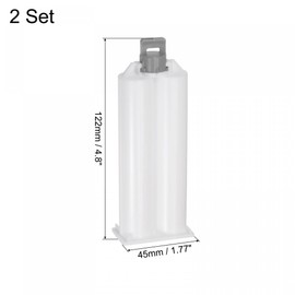 uxcell 2Pcs Epoxy Gun Adhesive Cartridge, 122mm Plastic Resin Mixer Dual Glue Cartridge with Gray Piston for 50ml/1.7oz 1:1 AB Glue Adhesive Gun