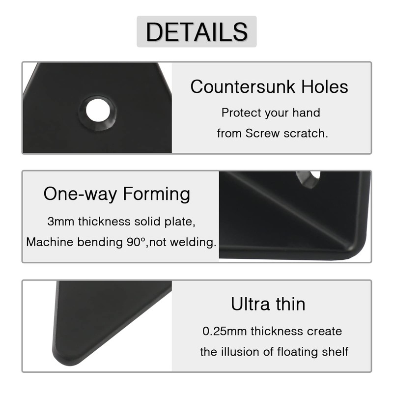 OVOV Triangle Shelf Brackets 3 inch 4 Pack Heavy Duty