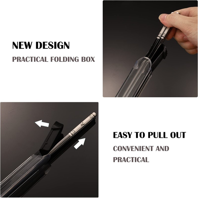Portable Chopsticks Reusable with Case,Metal Stainless Steel Chopstick with Titanium