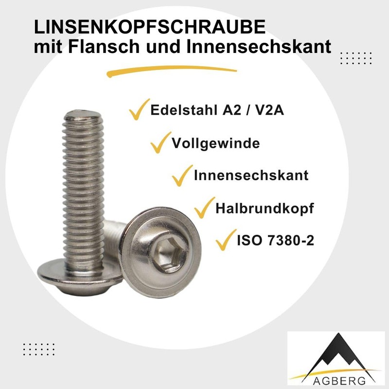 AGBERG - M3 x 35 pan head screws with flange