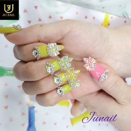 Ribbon Dress Handmade Nail Tips - Long Round / 리본원피스 수제네일팁 - 롱라운드