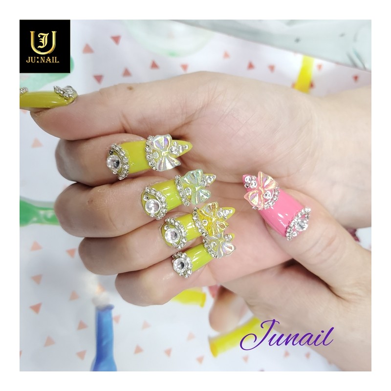 Ribbon Dress Handmade Nail Tips - Long Round / 리본원피스